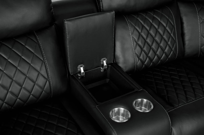 Home Theater Seating Manual Recliner With Cup Holder, Hide - Away Storage PU Reclining Sofa For Living Room, Home Theater