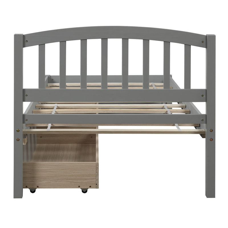 Platform Storage Bed Wood Bed Frame With Two Drawers And Headboard