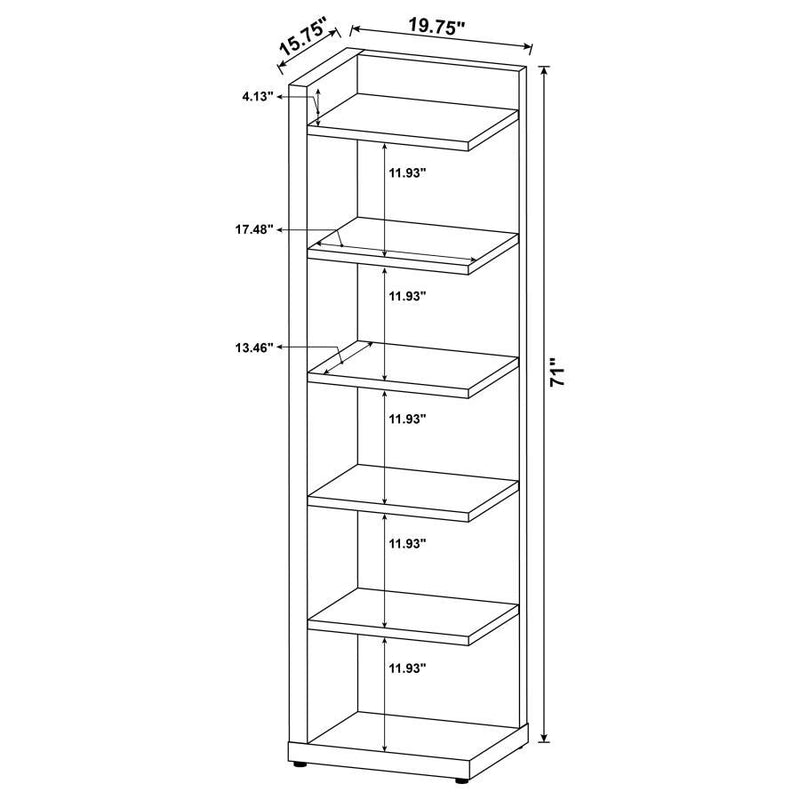 Alder - 6-Shelf Corner Bookcase - Cappuccino