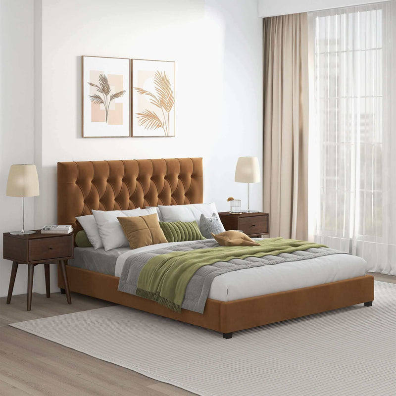 Donald - Mid-Century Modern Upholstered Platform Bed