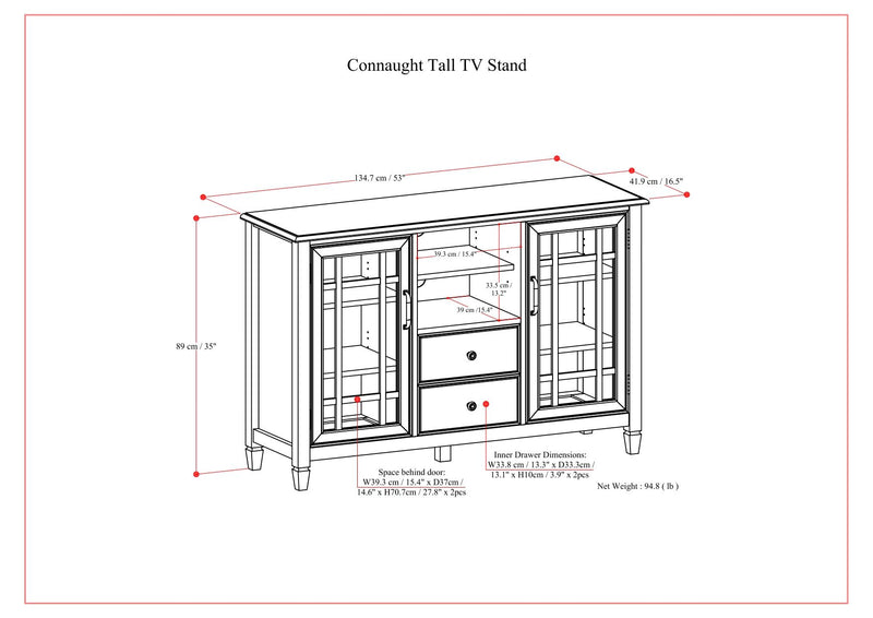 Connaught - Tall TV Stand - Brown