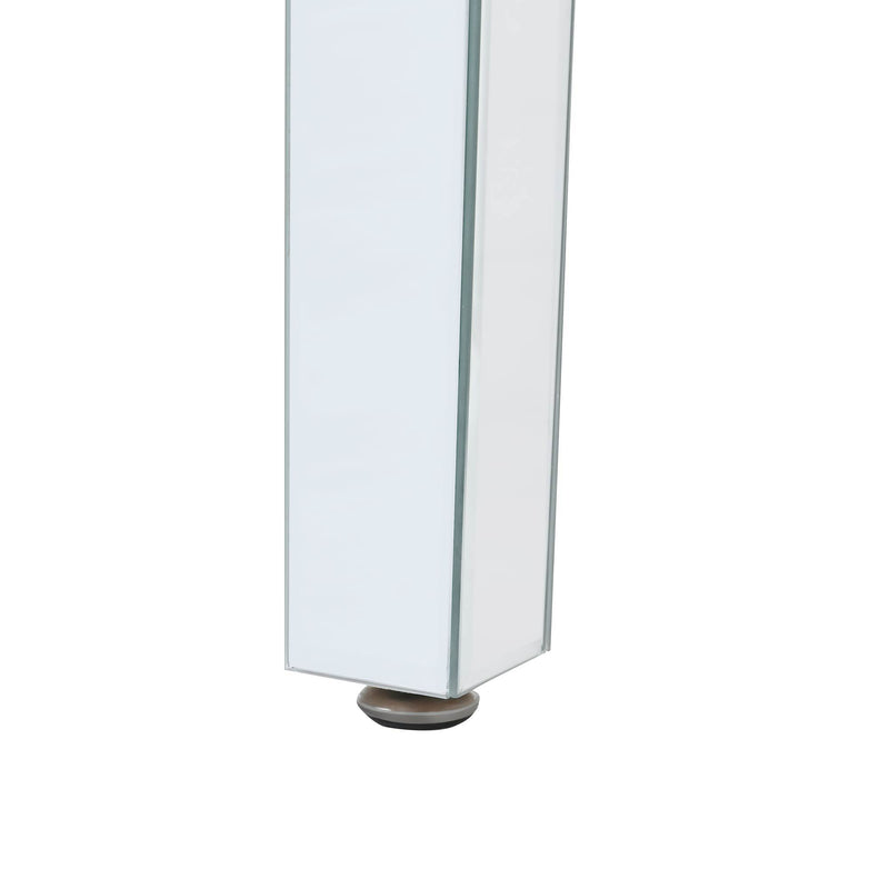 Fashionable Modern Glass MirroredTable With Crystal Design And Adjustable Height Legs