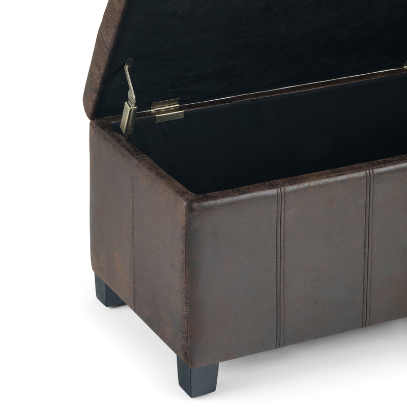 Dover - Storage Ottoman Bench - Distressed Brown