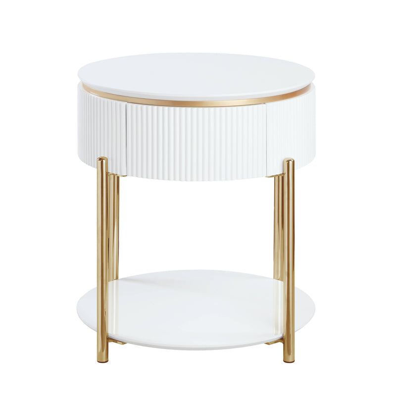 Daveigh - High Gloss End Table - Gold / White