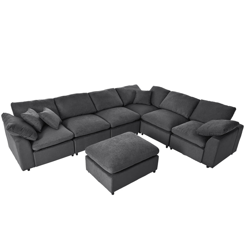 U_Style Oversized Modular Sectional Sofa with Ottoman L Shaped Corner Sectional for Living Room, Office, Spacious Space