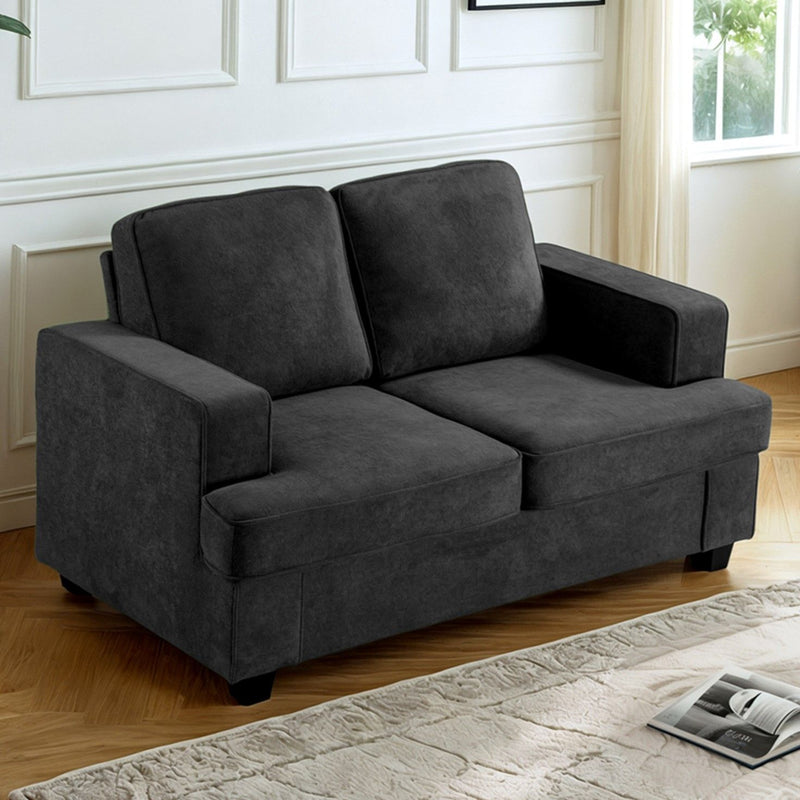 Modern Loveseat, Comfortable 2 Seater Couch With Deep Seating, Loose Back Cushions, Wide Arms