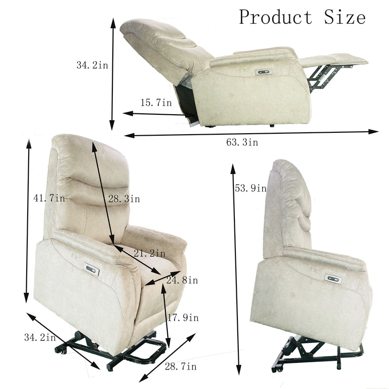 Comfortable Electric Lift Chair, Made Of High Grade Leather, Provides Full Body Support And Convenient Remote Control Operation, Making It An Ideal Choice For The Elderly And Those With Limited Mobili - Light Gray