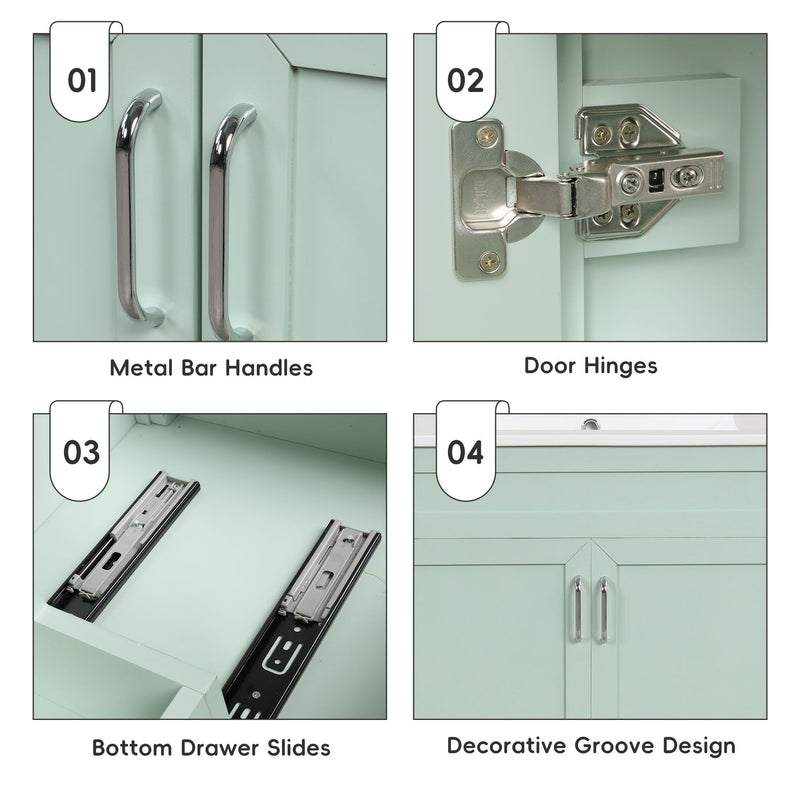 Bathroom Vanity With Sink, Combo, Cabinet With Doors And Drawer, Solid Frame And MDF Board