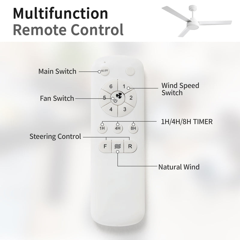 Ceiling Fan Without Light, 3 Blades Farmhouse Ceiling Fan With Remote Control 6-Speed Reversible Dc Motor For Living Room, Bedroom, Kitche