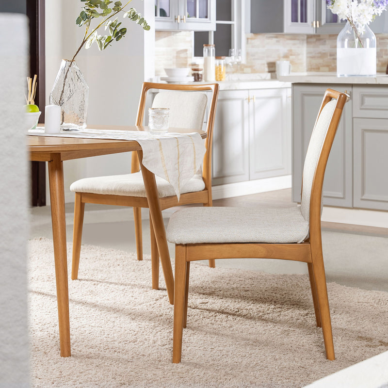 Scandi - Upholstered Dining Chair, Stain Resistant High (Set of 2) - Natural Light Brown / White Pepper