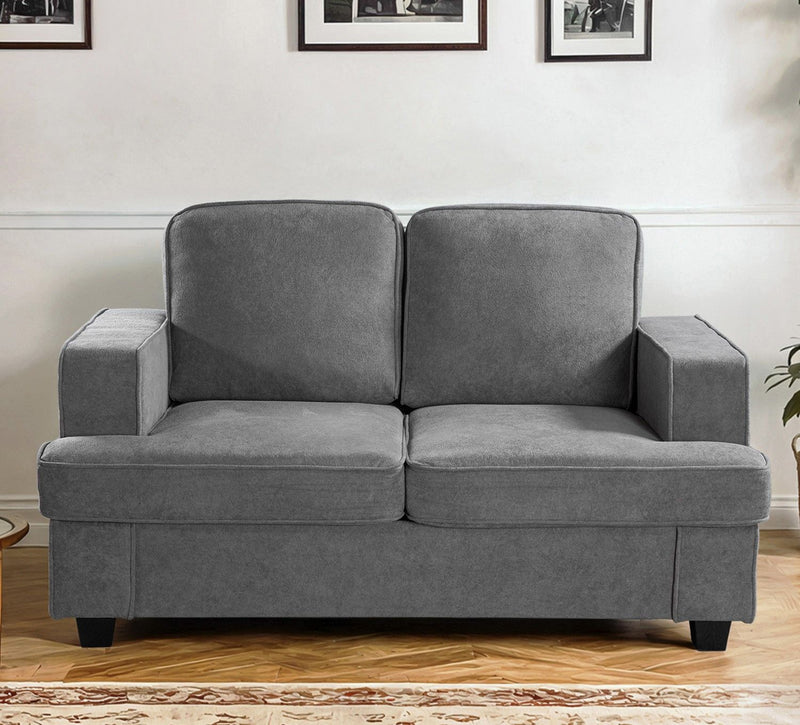 Modern Loveseat, Comfortable 2 Seater Couch With Deep Seating, Loose Back Cushions, Wide Arms