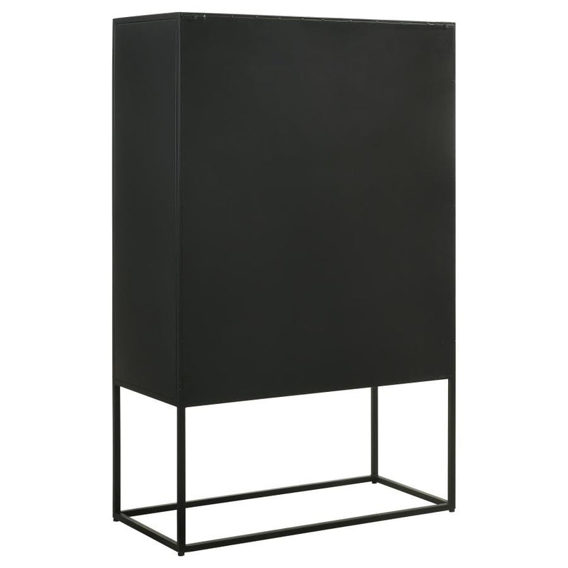 Jenna - 2 Door Mango Wood Mandala Pattern Accent Cabinet Black - Matte Black