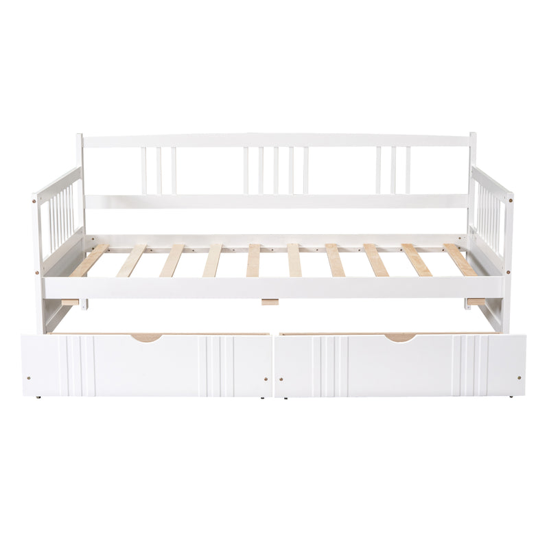 Twin Size Daybed Wood Bed with Two Drawers,White(OLD SKU:LP000057AAK)