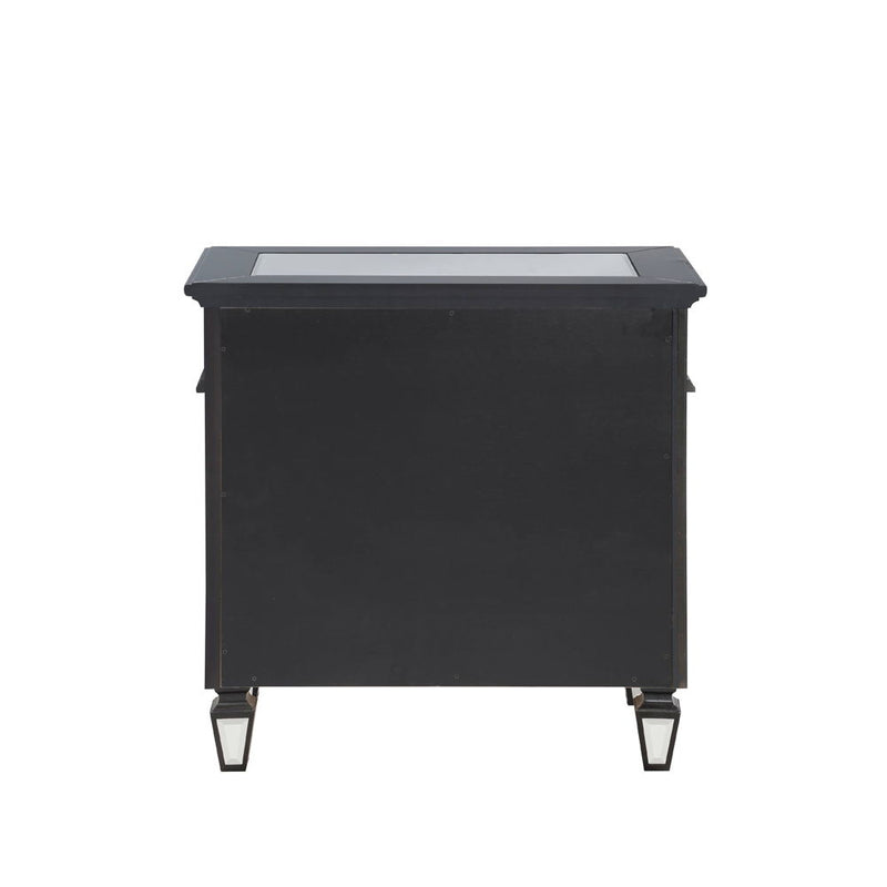 Varian II - Nightstand - Black Velvet & Black & Sliver Finish