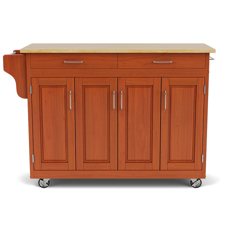 Create-A-Cart - 4 Doors Kitchen Cart - Light Wood Top