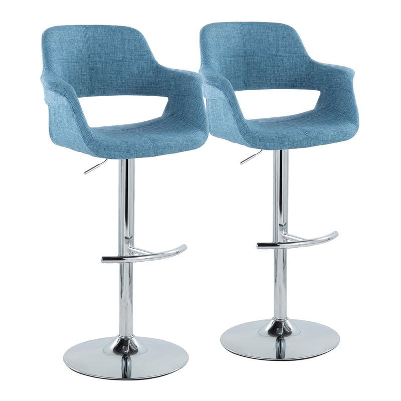 Vintage Flair - Mid Century Modern Adjustable Barstool With Swivel With Rounded T Footrest (Set of 2)