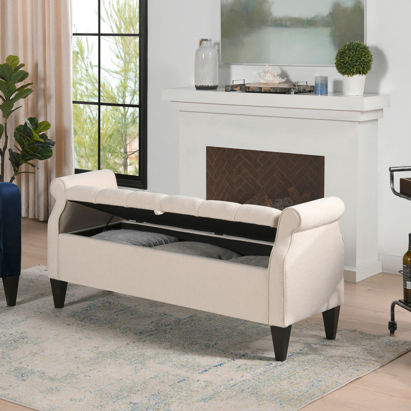 Jacqueline - Tufted Roll Arm Storage Bench