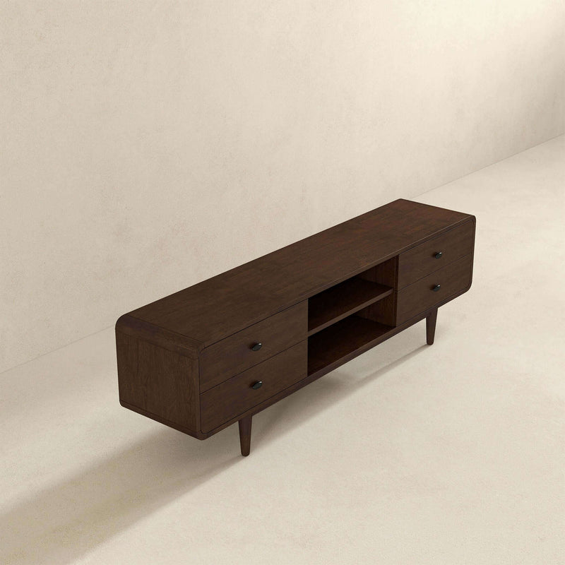 Alexa - Mid-Century Modern Style TV Stand - Dark Brown / Wood