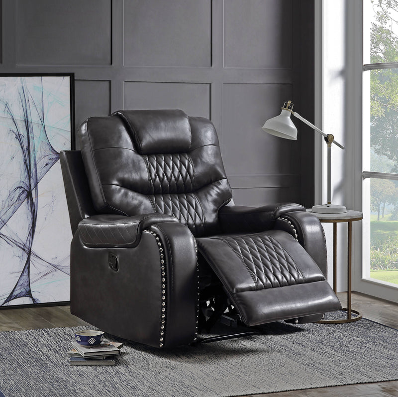 Braylon - Magnetite Synthetic Leather Manual Recliner Chair - Brown