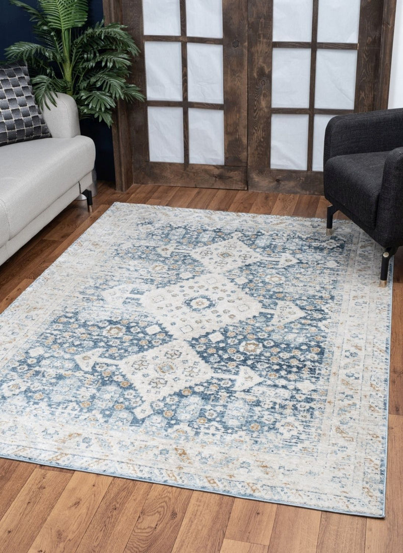 Noble - 5'3" X 7'3" Area Rug - Blue, Polyester