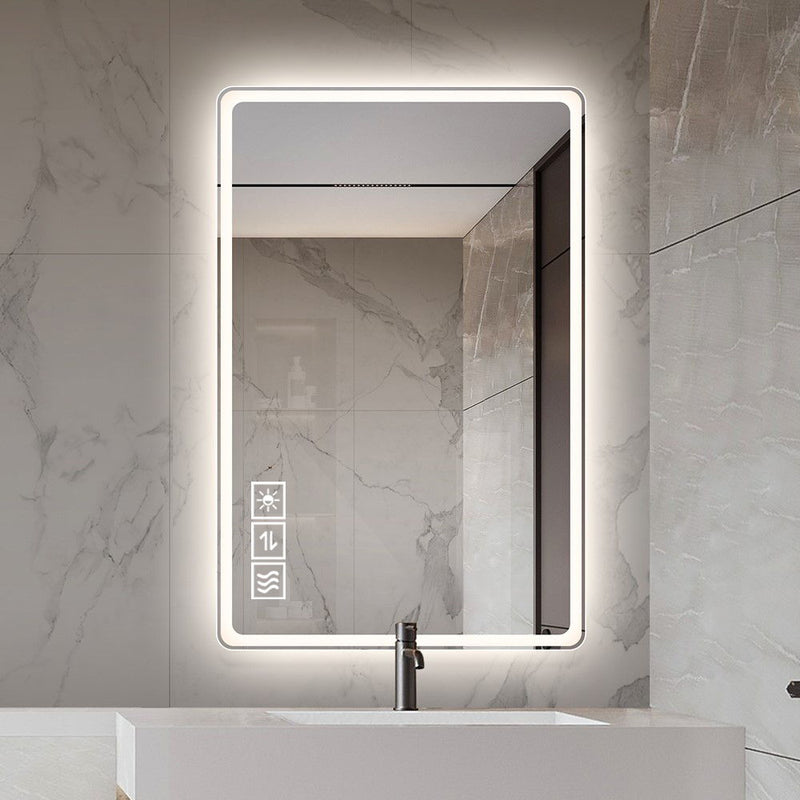 Bathroom Mirror With LED Lights, Anti-Fog Lighted Vanity Mirrors For Wall Mounted And 5 Level Dimmable, Horizontal / Vertical - Clear