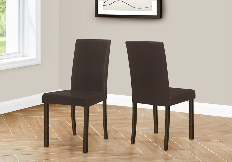 Upholstered Side Dining Chair Leather Look For Dining Room (Set of 2) - Brown