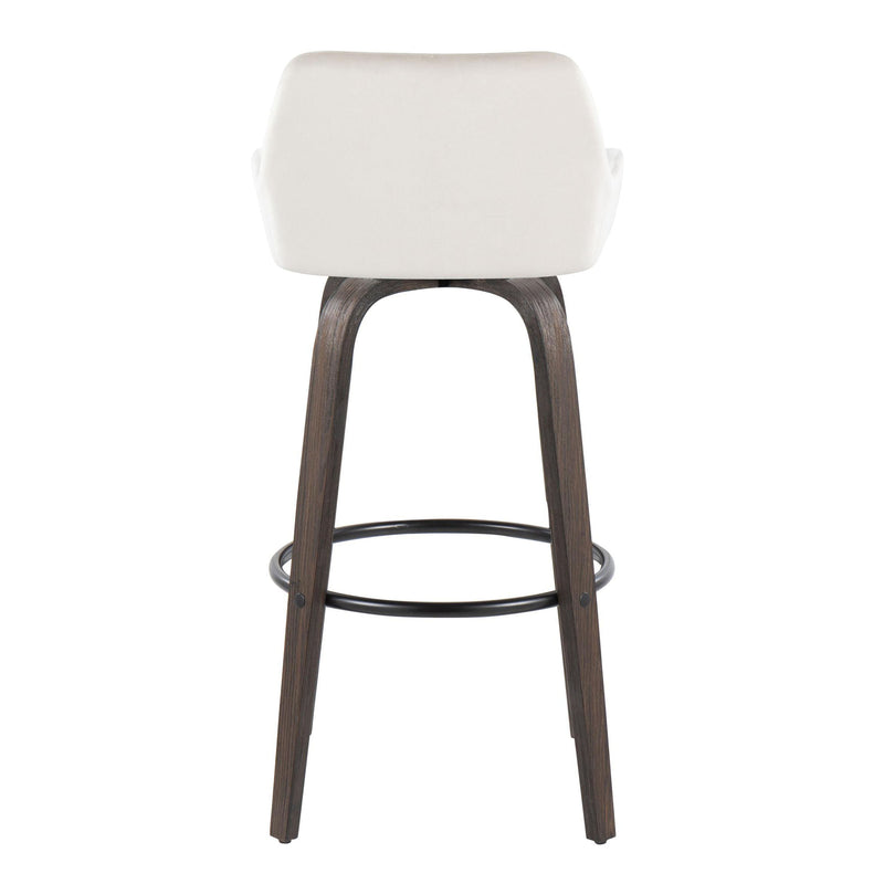 Daniella - Contemporary Fixed Height, Barstool With Swivel With Round Footrest (Set of 2)