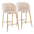 Fran - Pleated Waves Contemporary / Glam Fixed Height Counter Stool (Set of 2)