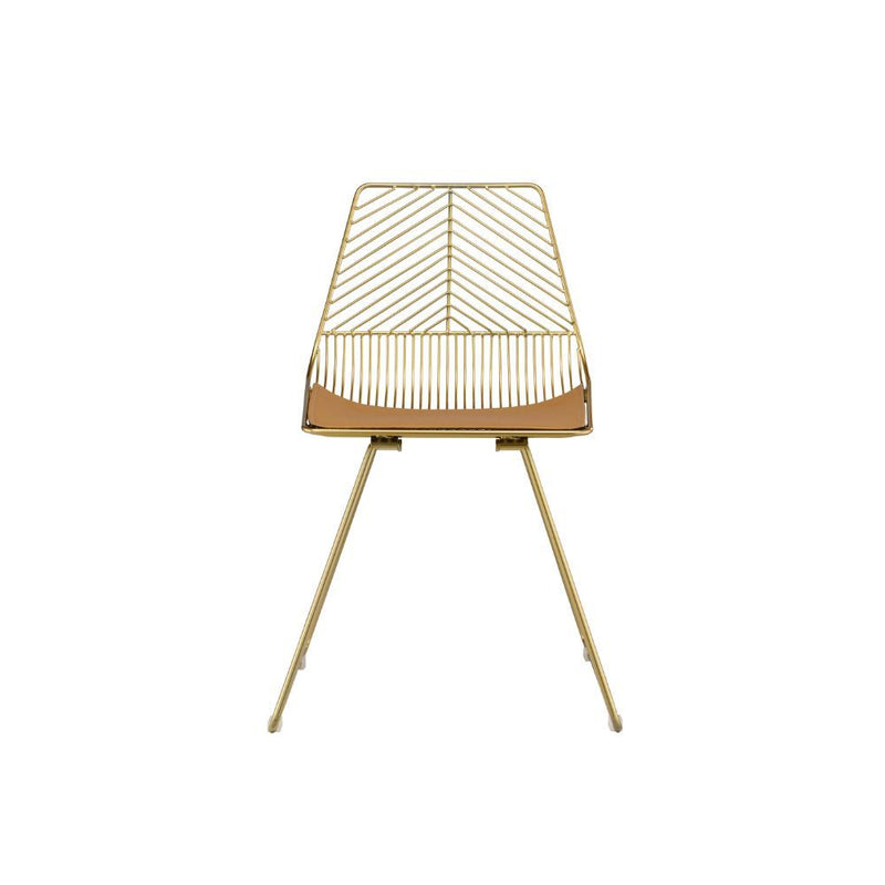 Faina - Side Chair (Set of 2) - Whiskey PU & Gold