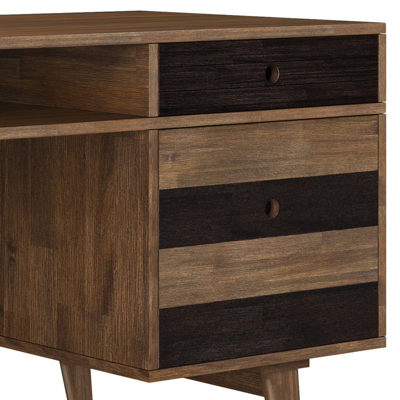 Clarkson - Desk With Side Drawers - Rustic Natural Aged Brown