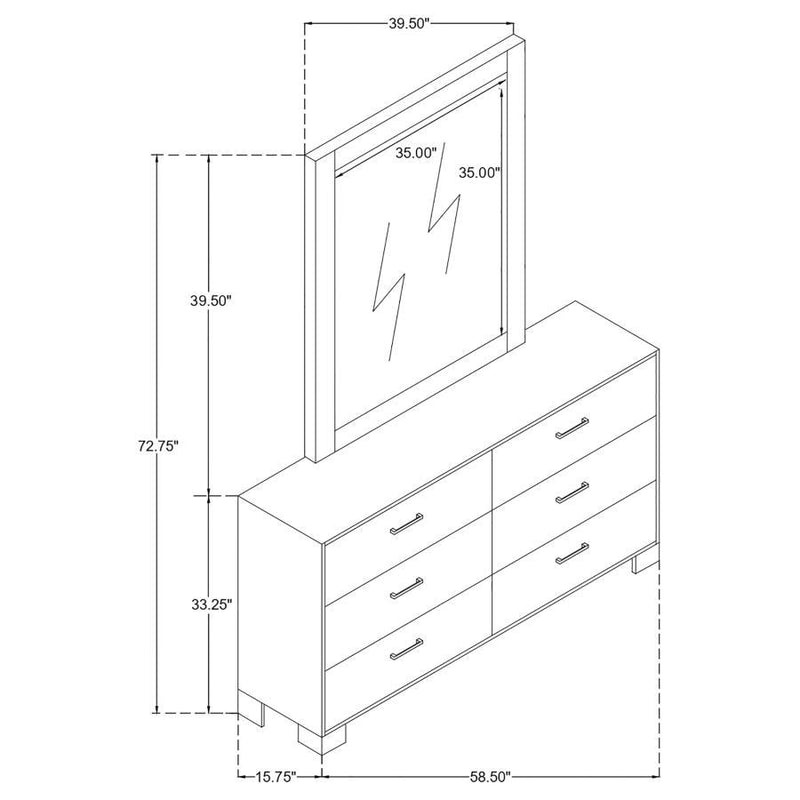 Sidney - 6-Drawer Dresser With Mirror - Rustic Pine