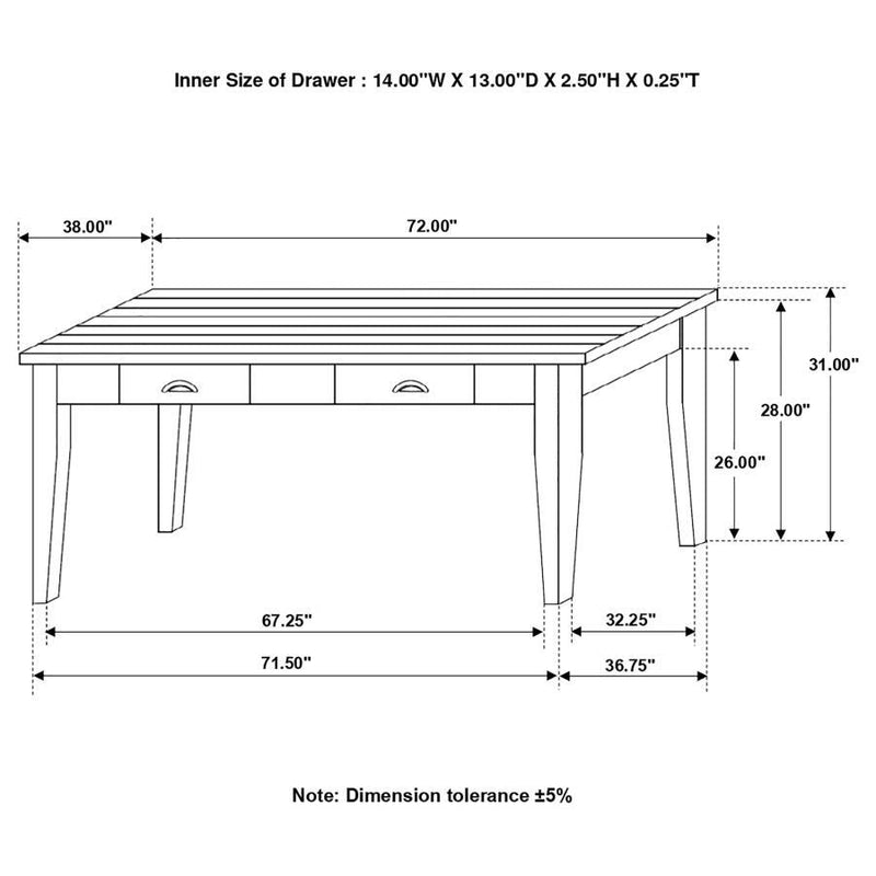 Kingman - 4-Drawer Dining Table - Distressed White