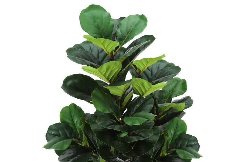 47" Tall, Artificial Plant, Fiddle Tree, Indoor, Fake, Floor, Greenery, Potted, Real Touch, Decorative - Green / Black