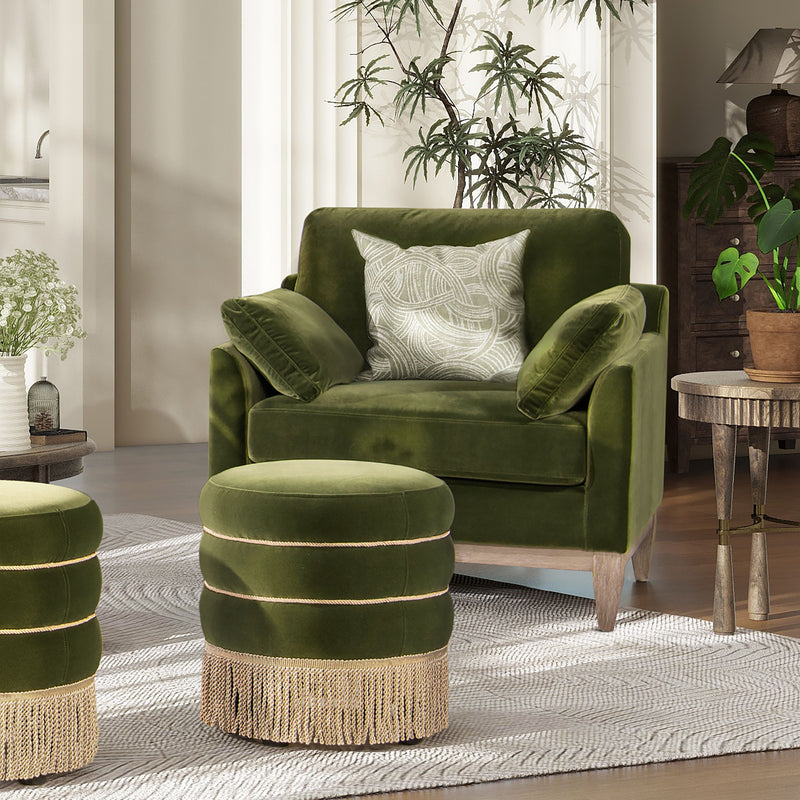 Pasadena - Wide Modern Farmhouse Accent Arm Chair - Olive Green