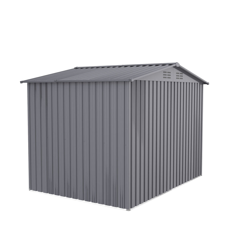 Outdoor Storage Shed 8 x 6 Ft Large Metal Tool Sheds, Heavy Duty Storage House With Sliding Doors With Air Vent For Backyard Patio Lawn To Store Bikes, Tools, Lawnmowers - Dark Gray