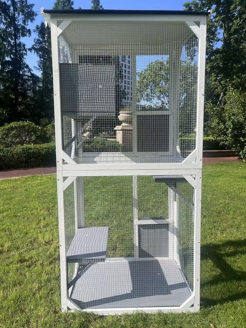 Xpt016 Outdoor Indoor Cat Pet Climbing Rack Play Cage Lovely Big Space - White