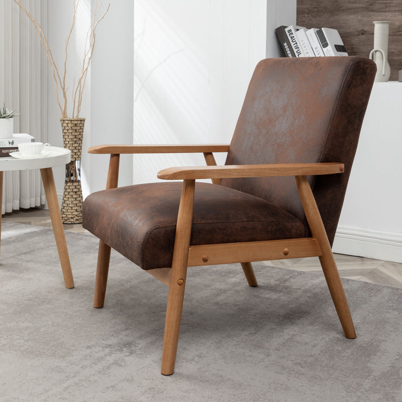 Wide Classic Mid-Century Modern Arm Chair - Brown