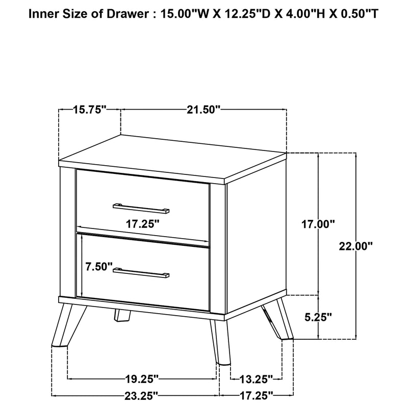 Kaywood - 2-Drawer Nightstand Bedside Table - Natural Pine