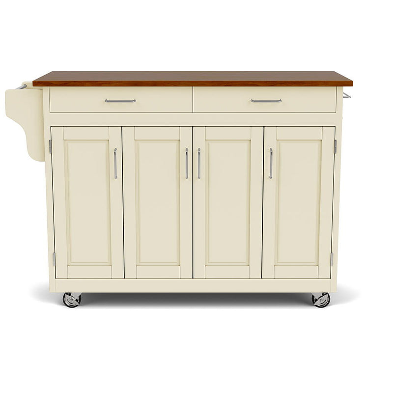 Create-A-Cart - 4 Doors Kitchen Cart - Cherry Wood Top