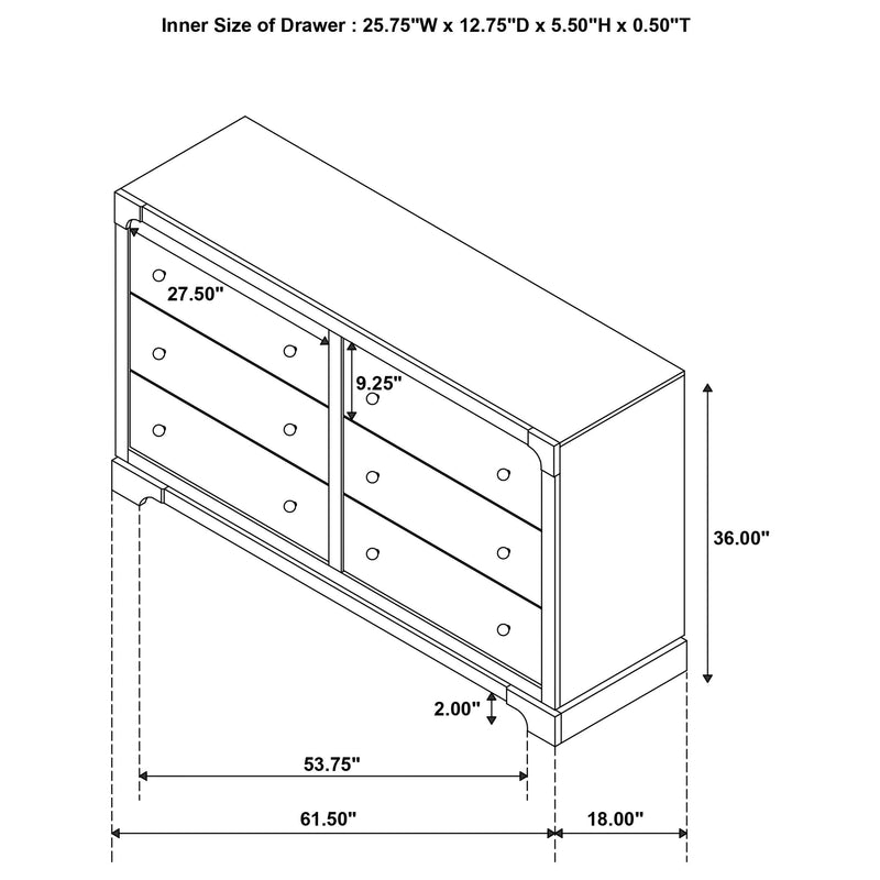 Gran Park - 6-Drawer Dresser Cabinet - Dark Cocoa