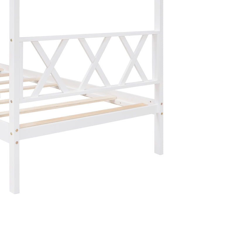 Twin Size Wood House Bed with Storage Space, White(OLD SKU: LP000001AAK)