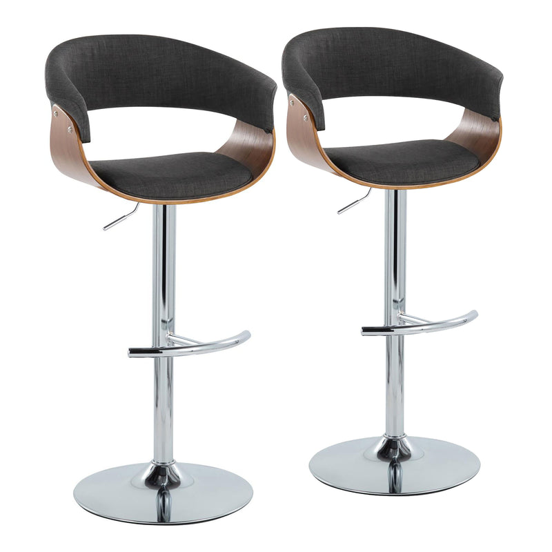 Vintage Mod - Mid Century Modern Adjustable Height Barstool With Swivel With Rounded T Footrest (Set of 2)