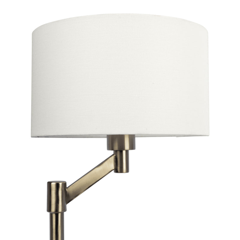 Horizon - Table Lamp With On / Off Switch Curved Base Linen Shade - Brushed Nickel / Silver / White