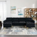 L-Shape Convertible Sectional Sofa Couch With Movable Ottoman For Living Room