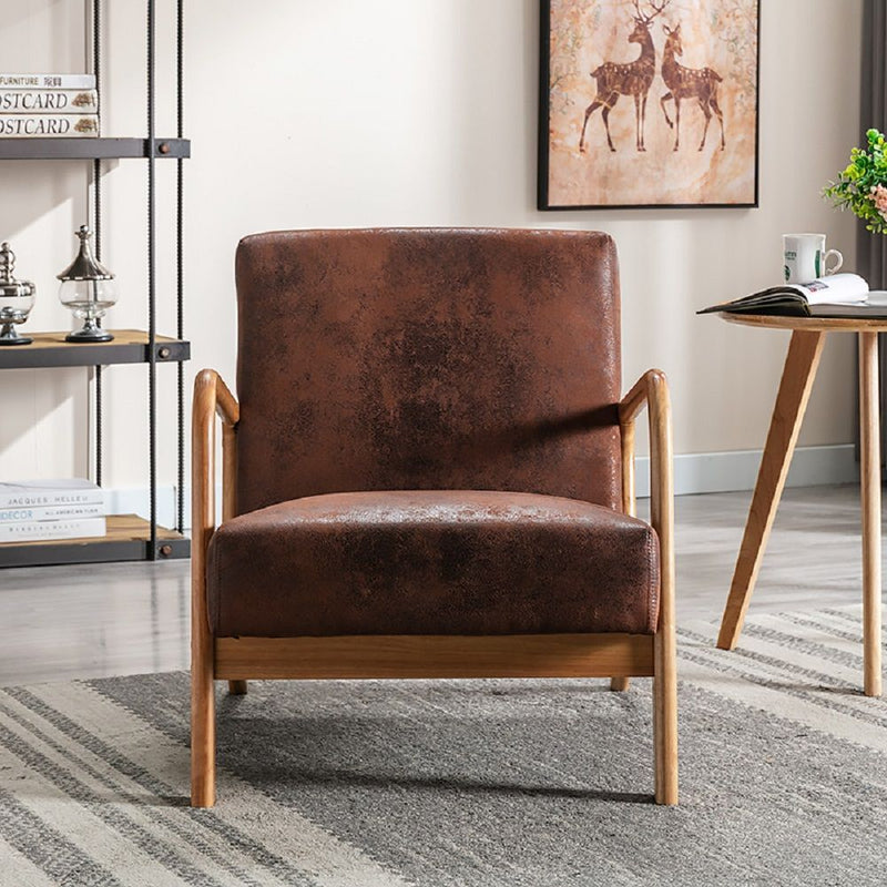 Classic Mid-Century Modern Accent Chairs, Open Framed Armchair With Cushioning