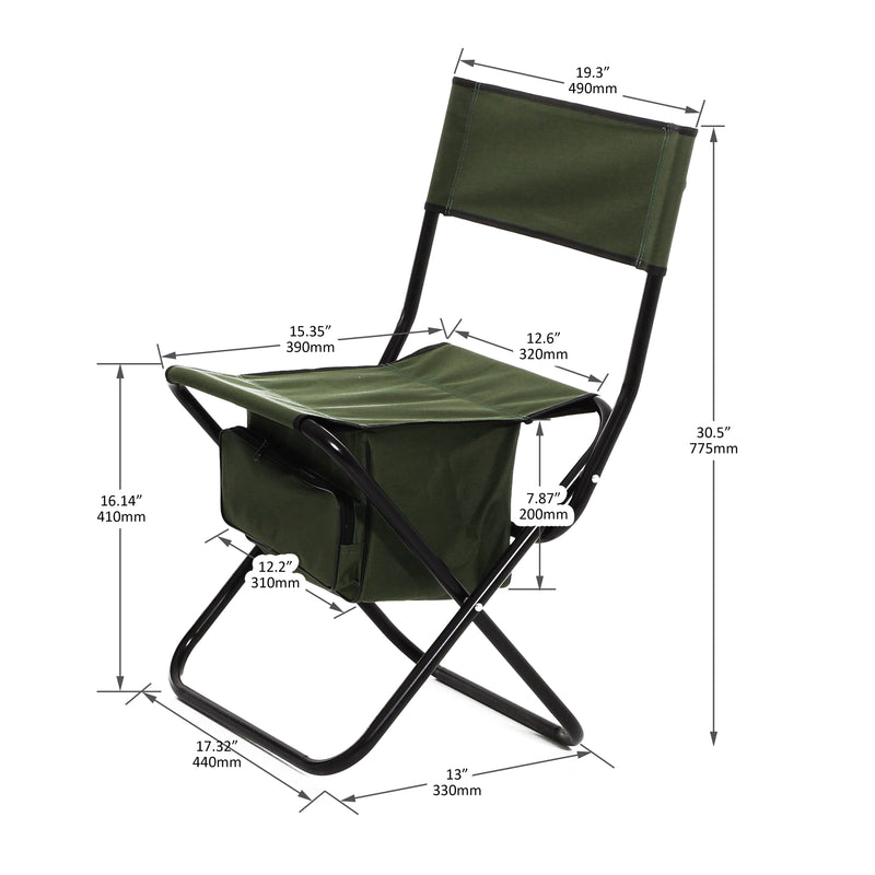 Folding Outdoor Chairs With Storage Bag, Portable Chair For Indoor, Outdoor Camping, Picnics And Fishing (Set of 2)