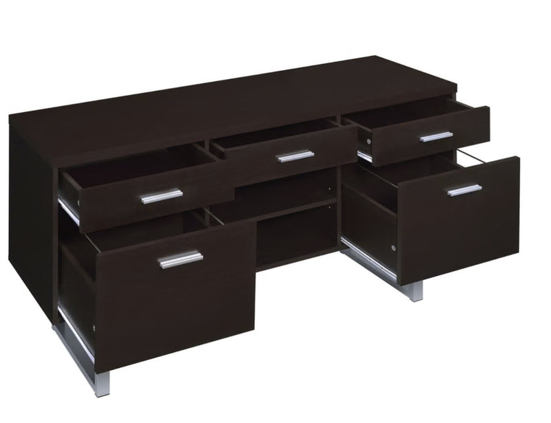 5-drawer Home Office Storage Credenza -Cappuccino Finish