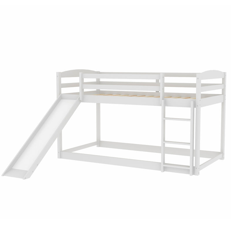 Twin over Twin Bunk Bed with Convertible Slide and Ladder , White(Old SKU:WF281725AAK)