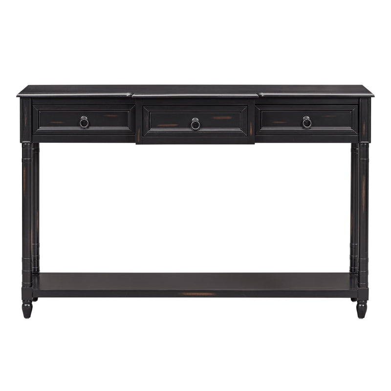 Console Table Sofa Table With Drawers For Entryway With Projecting Drawers And Long Shelf