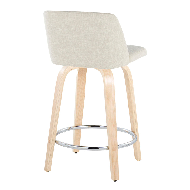 Toriano - Contemporary Fixed Height Counter Stool Swivel With Round Footrest (Set of 2)